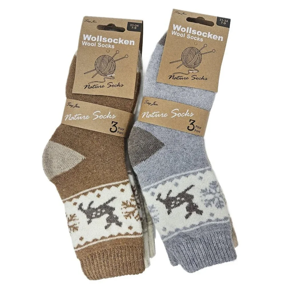 Girls Wool Socks Kids Winter Thick Crew Warm Boot Hiking Socks Size 7-9, 6-Packs